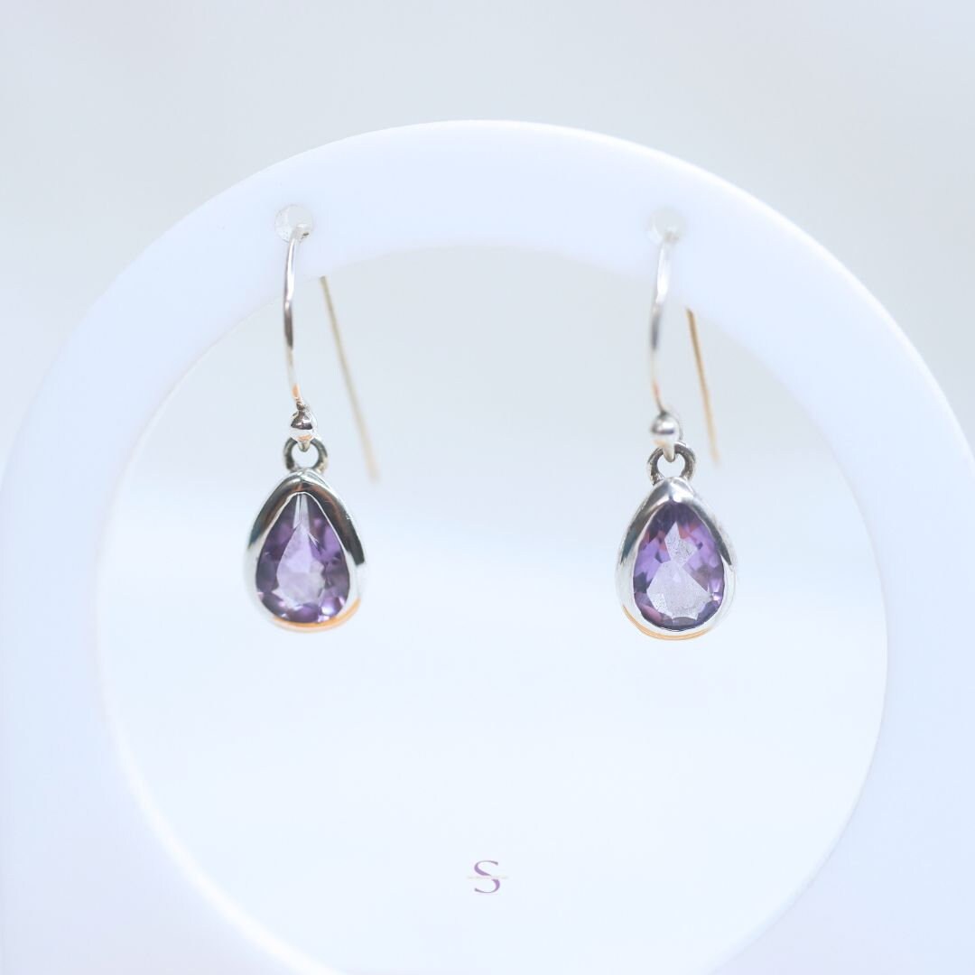 Bali Handmade Jewelry Teardrop Amethyst Earrings 925 Silver Etsy