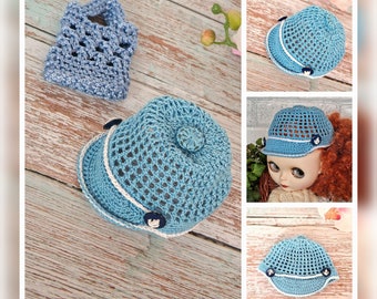 Blythe doll hat supply. Hat supply for Paola Reina doll. Summer crochet hat supply for doll, head diameter 8.66 - 9.45 inches.