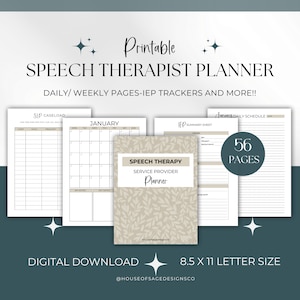 Speech Therapy Planner, IEP Trackers, SLP Planner, School SLP Planner, Caseload Information Pages, School Based Speech Therapist Planner