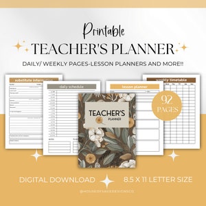 Teachers Planner, Printable Lesson Planner, PDF Teacher Planner, Organized Teacher, Back To School, Classroom Planner, Academic Planner