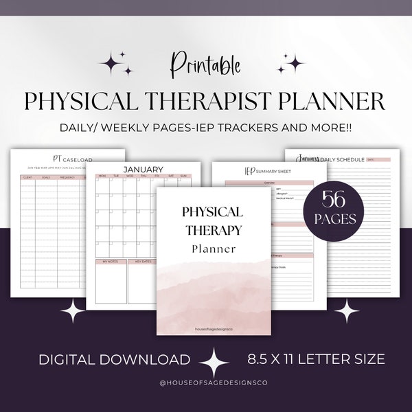 Physical Therapy Planner, IEP Trackers, PT Planner, School PT Planner, Caseload Information Pages, School Based Physical Therapist Planner