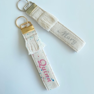Custom Name Keychain, Fabric Key Fob Wristlet, Gift for Her, Personalized Small Gift Idea, Handmade Name Keyring, Bridesmaid Favor