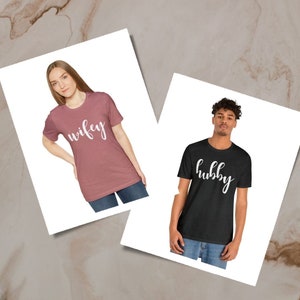 Wifey and Hubby Shirt, Honeymoon Shirt, Engagement Shirt, Wedding Shirts, Hubby Wifey, Wedding Gift, Couples Shirt, Wife And Hubs Shirts