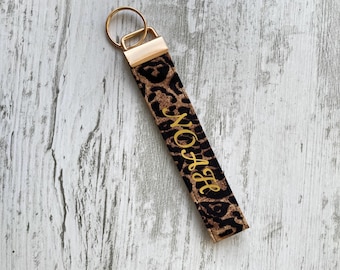 Llavero personalizado de leopardo – Llavero de tela hecho a mano, accesorio para bolso