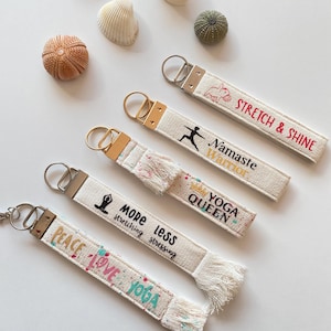 Fabric Yoga Keychain Wristlet - Handmade Personalized Key Fob – Yoga Lover Gift