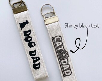 Llavero de pulsera personalizado - Llavero de tela con diseño de papá gato/perro