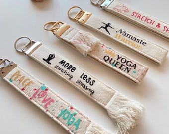 Llavero de tela para yoga - Personalizado y hecho a mano - Regalo para amantes del yoga