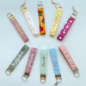 Chaveiro de tecido personalizado: Pulseira de algodão com nome personalizado - Feito à mão na Turquia