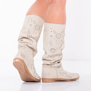 Sommerstiefel aus echtem Leder, Sommerstiefel für Damen, atmungsaktive Sandalenstiefel aus echtem Leder, elegante urbane Cowgirl-Stiefel, perforiert per Laser ausgeschnitten Bild 4