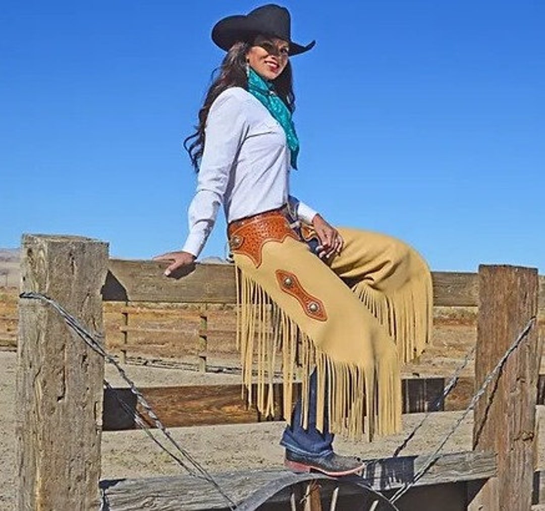 Handmade Cowgirl Chap Leather Chap Beige Brown Ladies Pant Etsy