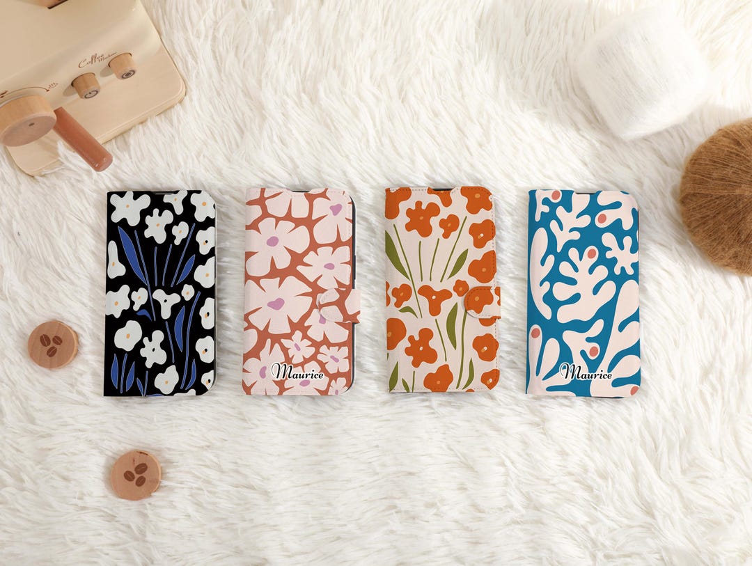 Personalized Wallet Flip Case Phone Case, Custom Flower Market Art