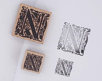 Monogram Ex Libris Stamp | Embossed Letter Custom Book Stamp | Botanical Rubber Stamp | Personalized Library Bookplate | Book Lover Gift