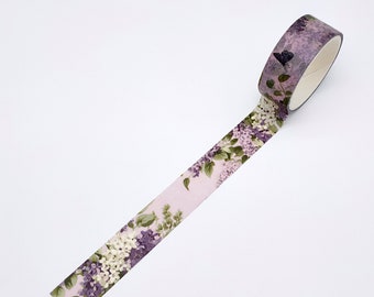 Lilac Floral Washi Tape | Flower Masking Tape for Wedding Planner | Retro Washi Tape for Pregnancy Journal | Scrapbook Vintage Ephemera Pack