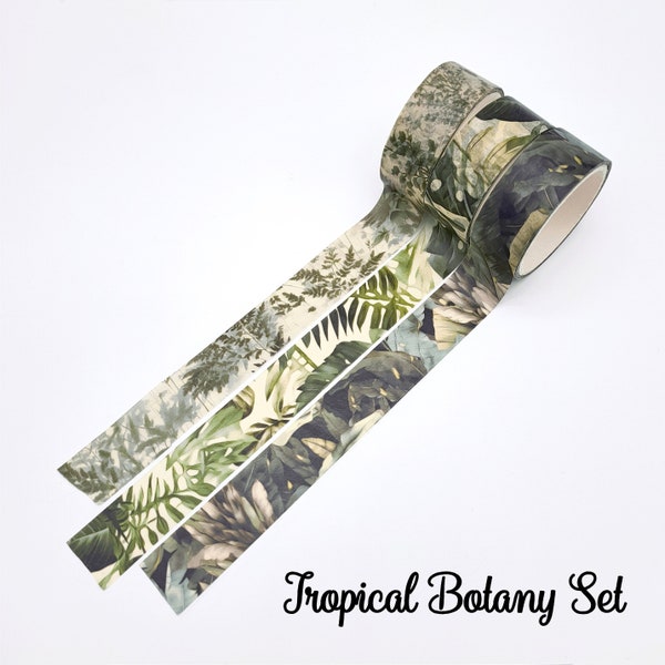 Botanical Washi Tape Lot | Tropical Summer Washi Tape Set for Fitness Journal Scrapbook Pregnancy Journal | Weekly Planner Inserts Ephemera