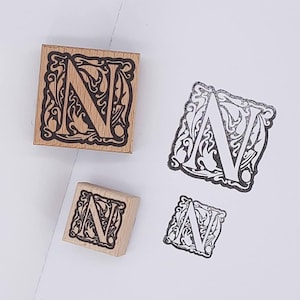 Monogram ex Libris-stempel | Gegraveerde brief aangepaste boekstempel | Botanische rubberen stempel | Gepersonaliseerde boekenlegger | Ex Libris-stempel