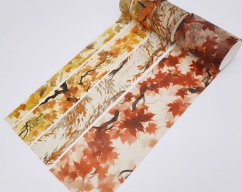 Leaf Washi Tape Lot | Fall Washi Tape Set | Wide Washi Tape Autumn Washi Tape for Scrapbook Junk Journal Travelers Notebook Wedding Planner