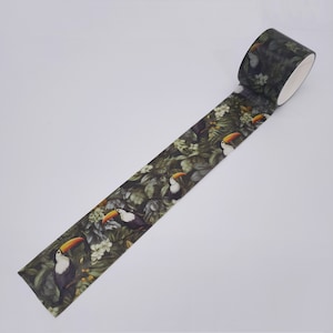 Ruban adhésif Washi Toucan Bird | Ruban adhésif Washi de 30 mm de large | Ensemble de rubans adhésifs Washi Forêt| Lot de ruban adhésif en Washi tropical pour album de scrapbooking tout prêt, journal indésirable