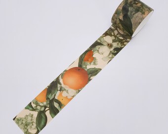 Cinta washi naranja clementina / Cinta washi de otoño / Lote de cinta washi ancha retro de otoño / Juego de cinta washi de Halloween para álbumes de recortes, viajes y diarios basura