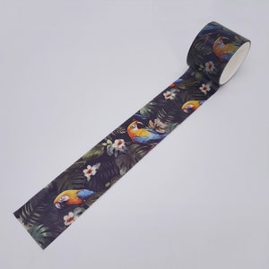 Washi-tape papegaaivogel | 30 mm brede washitape | Set washitape met bladeren | Veel washitape tropisch bos voor zelfzorgplanner budgetnotitieboek