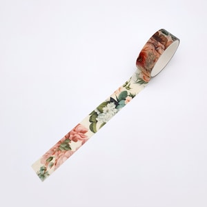 Nastro washi floreale di peonia / Nastro adesivo floreale per agenda giornaliera / Nastro washi vintage per diario fatto a mano / Lotto di effimeri di album di ritagli