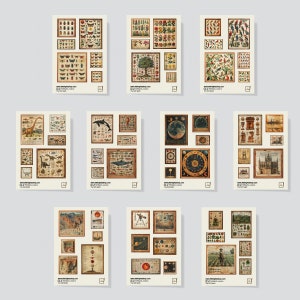 Pacchetto adesivi da parete / Set di adesivi per poster antichi da parete / Adesivi murali da appendere alla parete per diario di lettura, diario spazzatura, artigianato fatto a mano