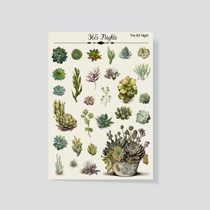 Stickers Washi succulentes | Feuille d'autocollants A6 cactus pour journal indésirable Album de scrapbooking fait main journal de lecture | accessoires pour carnets de voyage
