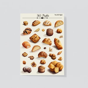 Brot Washi Aufkleber | A6 Washi Sticker Bogen für Rezept Journal Junk Journal College Planer Personalisiertes Tagebuch|Reisende Notebook Einsätze