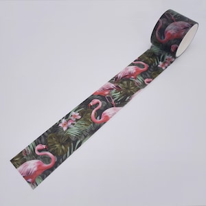 Washi adhésif flamant rose | Ruban adhésif Washi de 30 mm de large | Lot de rubans adhésifs Washi Summer Leaf| Lot de ruban adhésif Washi forestier pour album de scrapbooking fait main de journal indésirable