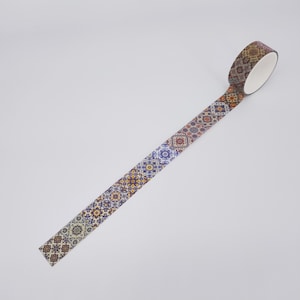 Taśma washi do mozaiki artystycznej | Taśma washi 15 mm Tile Skinny | Zestaw taśm washi Vintage do spersonalizowanego albumu do scrapbookingu Dziennik kariery Dziennik manifestacji