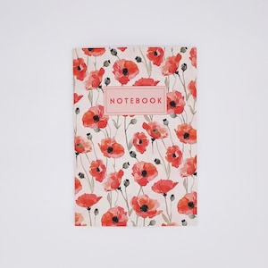 Cuaderno de bocetos de amapolas, tamaño A5, tapa blanda, páginas en blanco, cuaderno de flores, diario floral, álbum de recortes de viaje, material escolar, papelería, regalo para ella