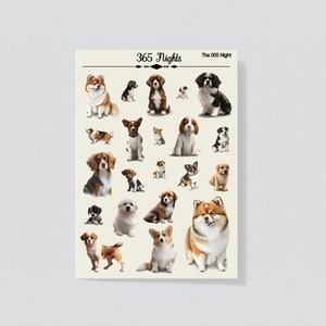 Pegatinas Washi para perros / Hoja de pegatinas para cachorros A6 para diario de oración Diario de lista de cubos / Diario basura de álbum de recortes Insertar pegatinas del planificador universitario