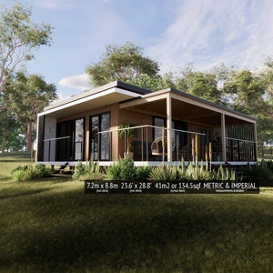 Modern Tiny House Design - 5.2m x 7.8m - 17.01&#39; x 25.6&#39; - Garden House - Architectural Design - Cabin - Granny Flat - Floor Plan