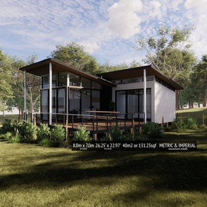 Modern Tiny House Design - 8.0m x 7.0m - 26.25&#39; x 22.97&#39; - Garden House - Architectural Design - Cabin - Granny Flat - Floor Plan