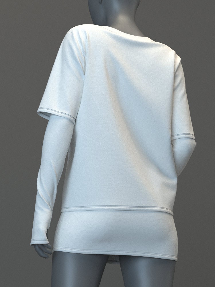 Single-Breasted Double-Layer Pleated T-Shirt