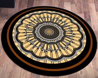 Mandala Rug, Circle Rugs, Black Rug, Modern Rugs, Bath Rug, Office Decor Rug, Non Slip Rug, Nursery Rug, Office Rug, Machine Washable Rug,