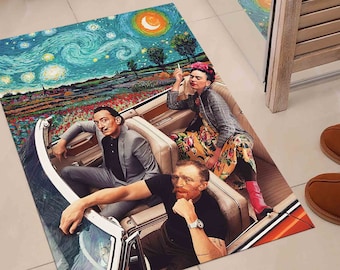 Soft Rug, Area Rug, Personalized Rug, Housewarming Gift, Famous Rug, Van Gogh Rugs, Frida Van Gogh Dali Rugs, Office Decor Rug,