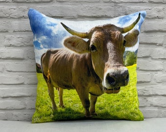 Cow Pillow, Funny Animal Cushion Cover, Cow Pillow Cover, Cattle Head Pillow Sham, Animal Pillow, Farm Pillow, Living Room Decor,