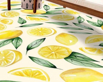 Lemon Rugs, Summer Rug, Dining Room Rug, Modern Rug, Colorful Rug, Anti-Slip Carpet, Housewarming Gift, Customs Rug, Kitchen Rug,