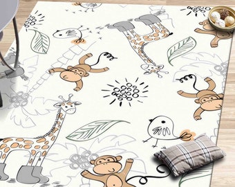 Kids Animal Rug, Giraffe Rug, Baby Room Rug, Kids Rugs, Entryway Rug, Door Mat, Play Room Rug, Gift For The Home, Custom Rug, Nursery Rug,