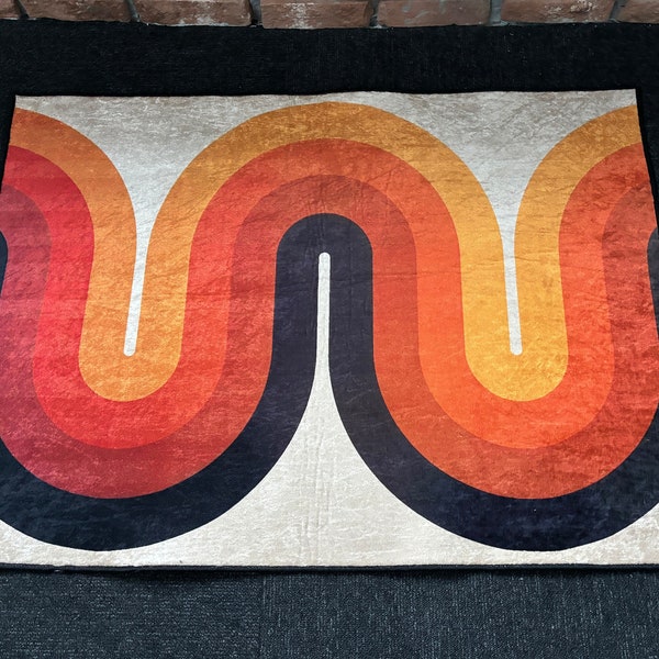 Scandinavian Style Rugs, Retro Rugs, Mid Century Rugs, Modern Rug, Bedroom Rug, Office Decor Rug, Boho Rug, Pet Friendly Rug, Orange Rug,