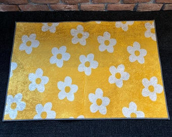 Daisy Rug, Yellow Rug, Modern Rug, Floral Rug, Gift For Her, Nursery Rug, Custom Rug, Popular Rug, Pet Friendly Rug, Non Slip Rug, Kids Rug,