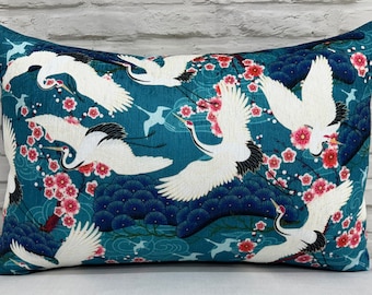 Crane Cushion Case, Japanese Cushion Case, Japanese Cranes Pillow Sham, Animal Pillow Case, Pillow Cover, Pillow Cases,  Decorative Pillow,