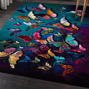 Butterfly Painting Print Rugs, Butterfly Rug, Modern Rugs, Animal Rugs, Office Rug, Accent Rug, Corridor Rug, Non-Slip Carpet, Step Rug, Bild 3