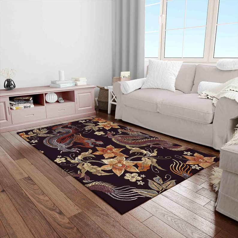 Japanese Rug Cool Rug Dragon Rug Gift for Him Modern Rug Etsy