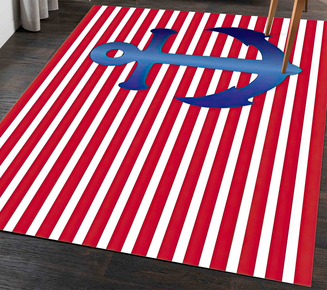 Boys Medium Navy Stripe Rug 70x110cm main image 0