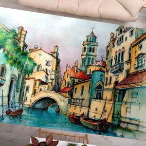 Bedroom Rug, Thick Rug, Office Decor Rug, Housewarming Gift,  Rug, Old Italy Rug, View Rugs, Kitchen Rug, Bathroom Rug, Custom Rug,