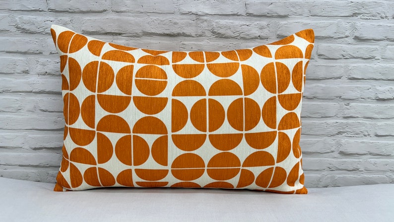 Checkerboard Pillow Cover, Orange Pillow Case, Mid Century Pillow Sham, Modern Cushion, Boho Pillow, Minimal Pillow, Modern Pillow, image 4