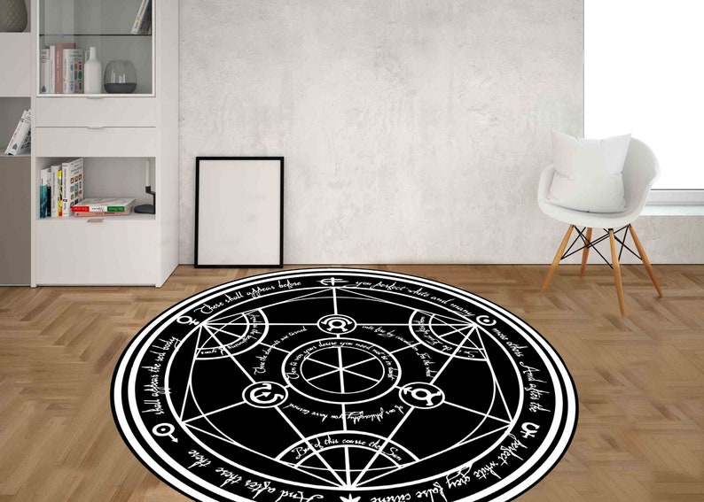 FMA Transmutation Rugs, FMA Rugs, Manga Rug, Modern Rug, Colorful Rug, Large Rug, Chenille Rug, Kitchen Rug, Non-Slip Carpet, Circle Rug, image 7