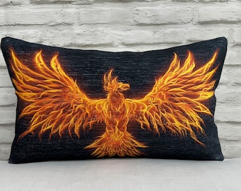 Phoenix Printed Pillow, Fire Bird Cushion Cover, Abstract Phoenix Pillow Case, Modern Cushion Cover, Living Room Decor, Phoenix Pillow,