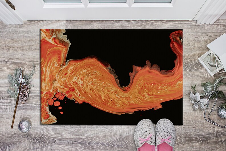 Salon Decor Rug, Colorful Rug, Non-Slip Carpet, Modern Rug, Orange And Black Rug, Hallway Rug, Front Door Rug, Area Rug, Luxury Rug, image 7